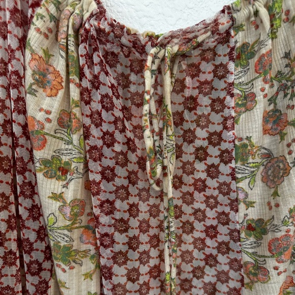 Free People Because I love You Tunic Sheer Floral Boho Oversize Size Large - Picture 6 of 10